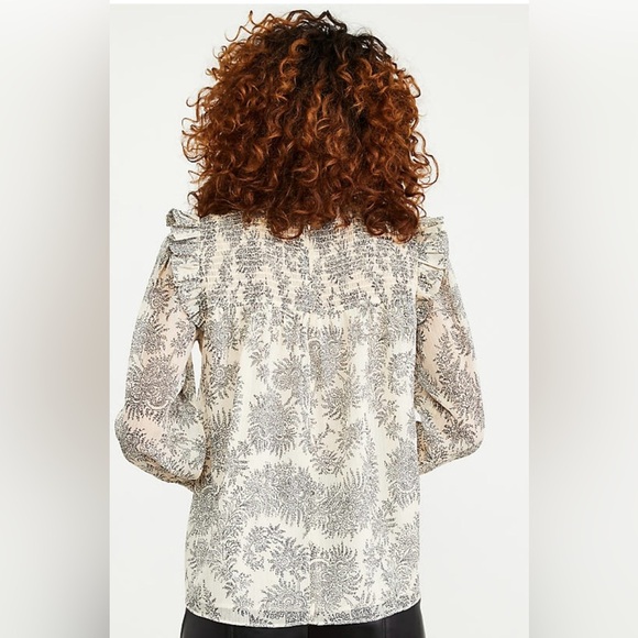 Ann Taylor shimmer paisley smocked ruffle top blouse size small - Picture 3 of 8